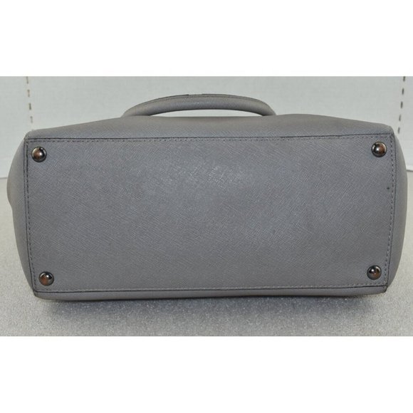 Michael Kors Womens Sandrine Studded Gray Saffiano Leather Satchel Handbag - Picture 10 of 16